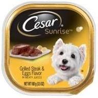 🍳 delicious grilled steak and eggs flavor breakfast - 6 individual trays of cesar sunrise wet dog food, 3.5 oz. ea logo