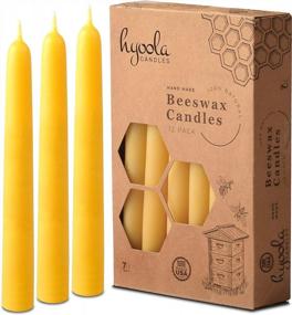 img 4 attached to Natural Beeswax Taper Candles 12 Pack - Handcrafted, Pure, Scented Bee Wax Candle - Golden Yellow, Decorative, Tall - 7 Hour Burn Time From Hyoola