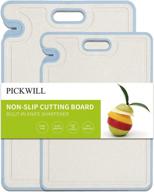 set of bpa-free plastic cutting boards with easy-grip handles, juice grooves, and knife sharpener - non-slip and dishwasher safe for kitchen use by pickwill logo