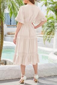 img 2 attached to Boho Chic With Pockets: MITILLY'S Summer Midi Dress With Lace Trim And Ruffle Sleeves