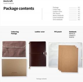 img 1 attached to Ancicraft A5 Leather Travelers Notebook With 3 Inserts Of Blank, Lined, And Grid Papers + 1PVC Pouch - Ideal Refillable Travel Journal Diary For Men And Women In Dark Coffee Color