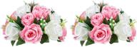 2 шт., 15 головок, букет из пластиковых роз, композиция для свадебного украшения, домашний декор ко дню святого валентина - nuptio (розовый и белый) логотип