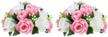 2 pcs 15 heads plastic roses bouquet arrangement for wedding centerpiece, valentine's day home décor - nuptio (pink & white) logo
