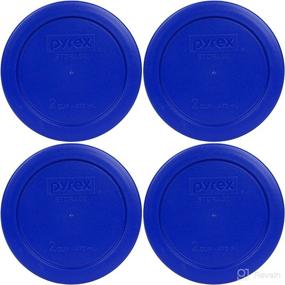 img 3 attached to 🥡 Convenient 4-Pack: Pyrex 7200-PC 2 Cup Cadet Blue Round Plastic Food Storage Lid