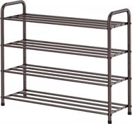 organize your shoes with fanhao 4-tier stainless steel shoe rack - 12 pairs storage for closet, entryway, bedroom, and dorm room in bronze logo
