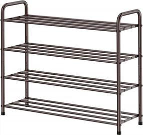 img 4 attached to Organize Your Shoes With FANHAO 4-Tier Stainless Steel Shoe Rack - 12 Pairs Storage For Closet, Entryway, Bedroom, And Dorm Room In Bronze