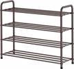 organize your shoes with fanhao 4-tier stainless steel shoe rack - 12 pairs storage for closet, entryway, bedroom, and dorm room in bronze logo