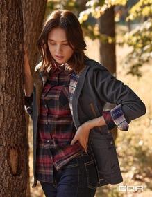 img 2 attached to Women'S All Cotton Flannel Shirt Jacket - CQR | Soft Long Sleeve & Corduroy Lined Outdoor Wear