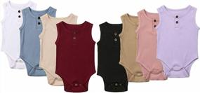 img 4 attached to Knit Sleeveless Baby Romper With Button Closure For Boys And Girls, Available In Sizes 0-24 Months By GuliriFei
