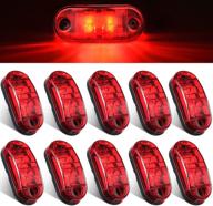 🚛 pack of 10 - 2.5 inch oval led trailer marker lights with 2 diodes, red - surface mount, truck/rv running lights - exterior marker lights for trailers, trucks and rvs логотип