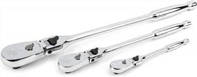 img 2 attached to 84 Tooth Locking Flex Head Teardrop Ratchet Set - GEARWRENCH 3 Piece With 1/4", 3/8" And 1/2" Drive - Model 81276A-07