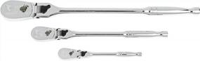 img 4 attached to 84 Tooth Locking Flex Head Teardrop Ratchet Set - GEARWRENCH 3 Piece With 1/4", 3/8" And 1/2" Drive - Model 81276A-07