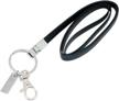 office lanyard, boshiho pu leather necklace lanyard with strong clip and keychain for keys, id badge holder, usb or cell phone (flat style black) logo