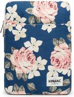 13-13.5 inch waterproof canvas laptop sleeve with 360° protection and pocket - kinmac blue-rose logo