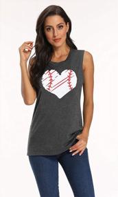 img 2 attached to Heart Baseball Graphic Tank Top For Women - Cute And Funny Sleeveless Tee Shirt For Casual Or Workout Wear By UNIQUEONE