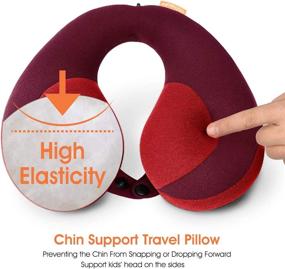 img 1 attached to Удобная подушка для путешествий для детей - поддержка шеи INFANZIA для предотвращения падения головы вперед, красная
