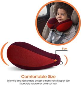 img 2 attached to Comfy Travel Pillow For Kids - INFANZIA Neck Support To Prevent Head From Falling Forward, Red