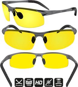 img 1 attached to 🕶️ BLUPOND HD Yellow Night Driving Glasses for Men/Women - Enhanced Clarity for Maximum Visibility - Knight Visor