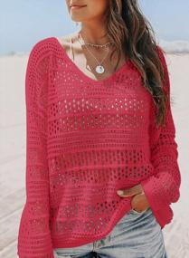 img 1 attached to Stay Chic This Summer With Asvivid Women'S Crochet Hollow Out Blouse Beach Cover Up In Long Sleeves (S-XXL)