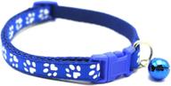 🐾 adjustable nylon bell paw print pet collar for cats and dogs - choose from blue, pink, green, or purple colors logo