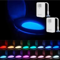 🚽 2 pack toilet night lights - 16-color changing led bowl nightlight with motion sensor - cool bathroom accessory for christmas stocking stuffers логотип