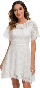 img 3 attached to MSLG Women'S Elegant Round Neck Short Sleeves Wedding Guest Floral Lace Cocktail Party Dress 943