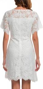 img 1 attached to MSLG Women'S Elegant Round Neck Short Sleeves Wedding Guest Floral Lace Cocktail Party Dress 943