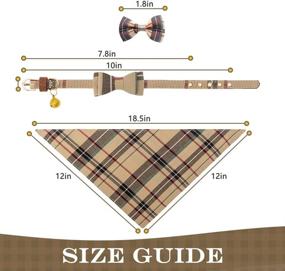 img 3 attached to Stylish Plaid Bow Tie Dog Collar with Bell - Unique Triangle Bibs Scarf by PUPTECK