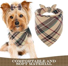 img 2 attached to Stylish Plaid Bow Tie Dog Collar with Bell - Unique Triangle Bibs Scarf by PUPTECK