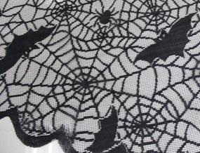 img 2 attached to Круглая 70-дюймовая черная кружевная скатерть с паутиной и ковриком для Хэллоуина, Пасхи, декора каминной мантии