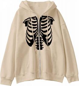 img 1 attached to Stay Stylish In MISSACTIVER'S Oversized Spider Web Graphic Hoodie With Heart Print And Zipper Closure