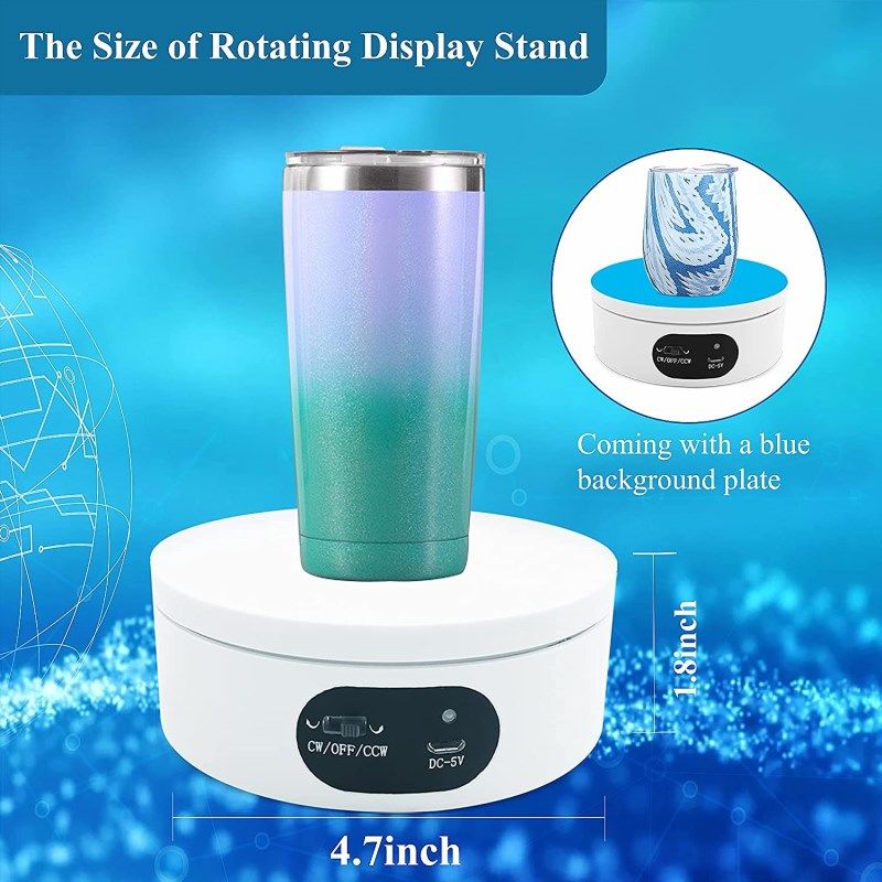 Cup Turner Rotating Display Stand for Tumblers, Automatic Mute Spin  Turntable for Photography Display 