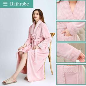 img 2 attached to Women'S Long Fleece Robe - Warm Soft Flannel Bathrobe For Winter Thick House Coat With Pockets