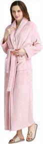 img 4 attached to Women'S Long Fleece Robe - Warm Soft Flannel Bathrobe For Winter Thick House Coat With Pockets