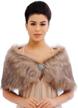 jakawin women’s faux rabbit fur wraps and shawls bride wedding fur stole bridal fur shrug for women and girls logo