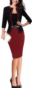 img 4 attached to Black Women'S 3/4 Sleeve Bodycon Pencil Dress, Perfect For Work And Elegant Occasions, Size M