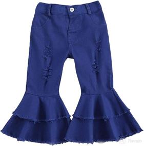 img 4 attached to 👖 FAROOT Toddler Baby Girl High Waist Denim Ripped Jeans: Stylish Solid Bell Bottoms For Long Flare Leggings Trousers Pants