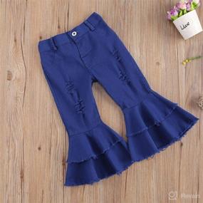 img 1 attached to 👖 FAROOT Toddler Baby Girl High Waist Denim Ripped Jeans: Stylish Solid Bell Bottoms For Long Flare Leggings Trousers Pants