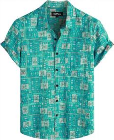 img 4 attached to VATPAVE Мужские гавайские рубашки с передним карманом Повседневные пляжные рубашки на пуговицах с коротким рукавом