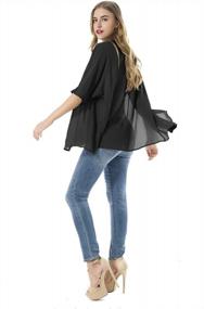 img 1 attached to Women'S Summer Sheer Chiffon Kimono Cardigan Short Sleeve Beach Blouse Casual Cover Up Capes