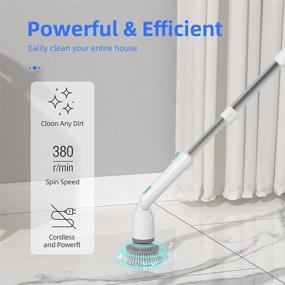 img 3 attached to TER Electric Spin Scrubber with Adjustable Long Handle and Replaceable 🧼 Brush Heads - Cordless Shower Cleaning Brush for Bathtub, Kitchen, Floor, Car