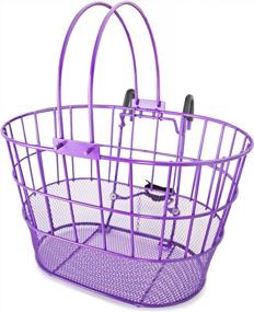 img 4 attached to Powder Coated Steel Bike Basket With Handles And Mesh Bottom - Colorbasket 02270