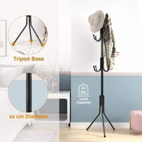 img 1 attached to 11 Hook Metal Coat Rack Stand - Perfect Entryway Storage Solution By LANGRIA (Black)