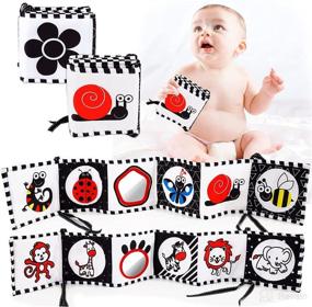 img 4 attached to 📚 2-Pack FPVERA High Contrast Black and White Baby Cloth Books for Early Tummy Learning - Sensory Toys for Infants 0-6 Months, Montessori Toys for Newborn Boys and Girls 0-3 Months