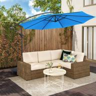 10ft large light blue sunlax patio offset umbrella - perfect hanging outdoor sun shade for your yard! logo