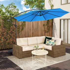 img 4 attached to 10Ft Large Light Blue SUNLAX Patio Offset Umbrella - Perfect Hanging Outdoor Sun Shade For Your Yard!