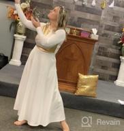 img 1 attached to Metallic Gold Color Block Loose Fit Full Length Church Dancewear For Women: IBAKOM Liturgical Praise Dance Worship Long Dress review by Ham Channell