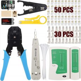 img 4 attached to JENABOM RJ44 Crimping Tool Kit, Network Cable Repair Maintenance Tool Set, RJ45 RJ11 RJ12 Cable Tester, Punchdown Tool, 50Pcs Crystal Connectors, 30Pcs Covers, Ethernet Coupler, Stripping Knife