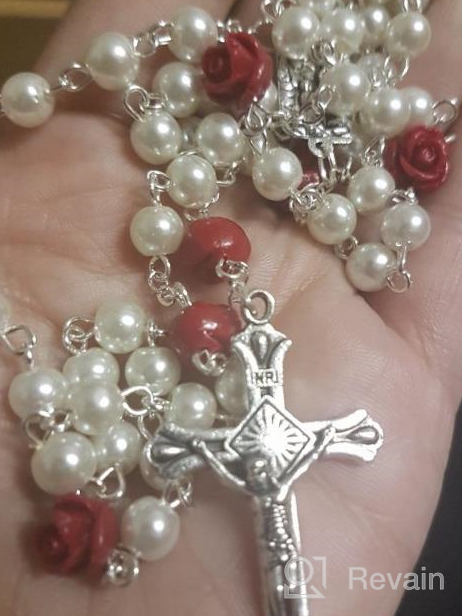 img 1 attached to 📿 Hedi HanlinCC 6mm Glass Pearl Beads Catholic Rosary with Lourdes Center Piece - Inspire Devotion with Exquisite Craftsmanship review by Robert Dickinson