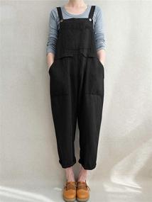 img 3 attached to Womens Overalls Cotton Jumpsuit Rompers Women's Clothing and Jumpsuits, Rompers & Overalls